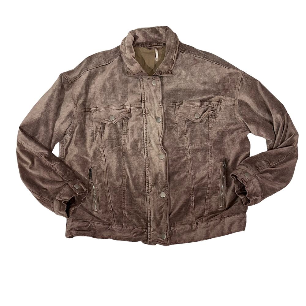 Free People Velvet Trucker Jacket - Mauve - XS/S